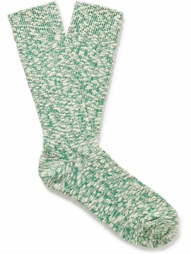 Photo: ANONYMOUS ISM - Slub Stretch Cotton-Blend Socks - Green