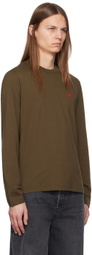 AMI Paris Brown Red Ami de Coeur Long Sleeve T-shirt