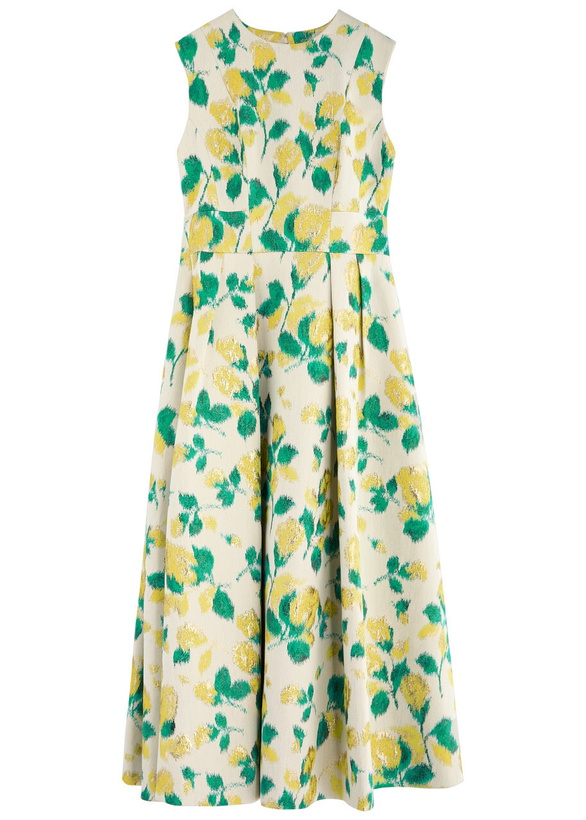 Huishan Zhang Green Floral-Print Asymmetric Dress Huishan Zhang