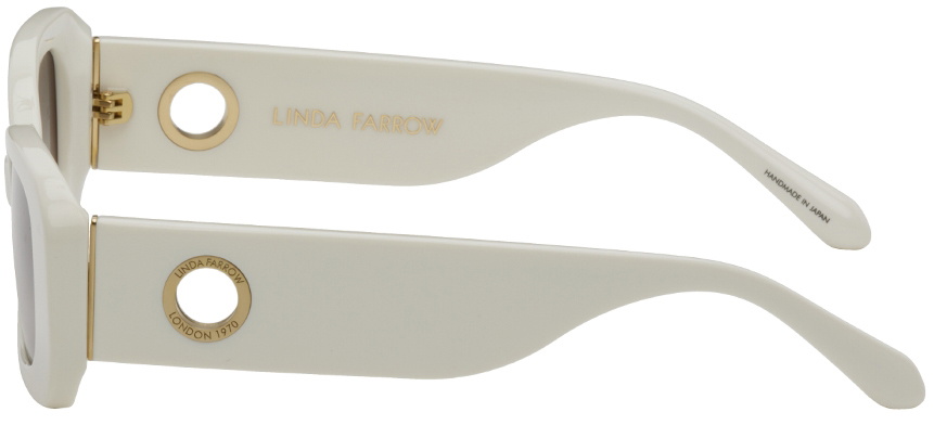 LINDA FARROW White & Gold Lola Sunglasses