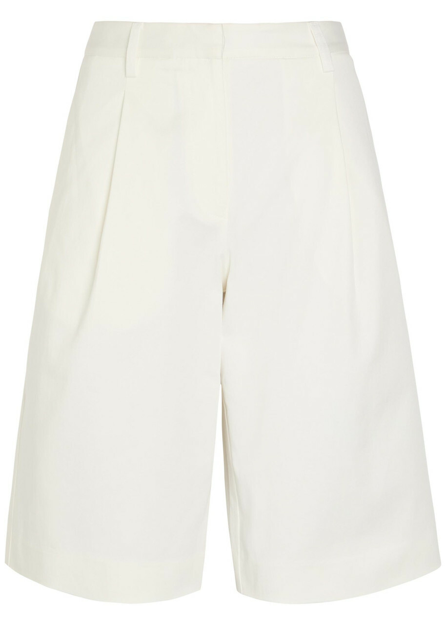 Matteau Pleated Straight-leg Stretch-twill Shorts Off White