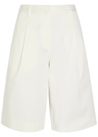 Matteau Pleated Straight-leg Stretch-twill Shorts Off White