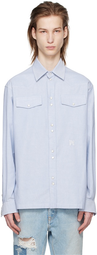Photo: Palm Angels Blue Embroidered Shirt