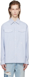 Palm Angels Blue Embroidered Shirt