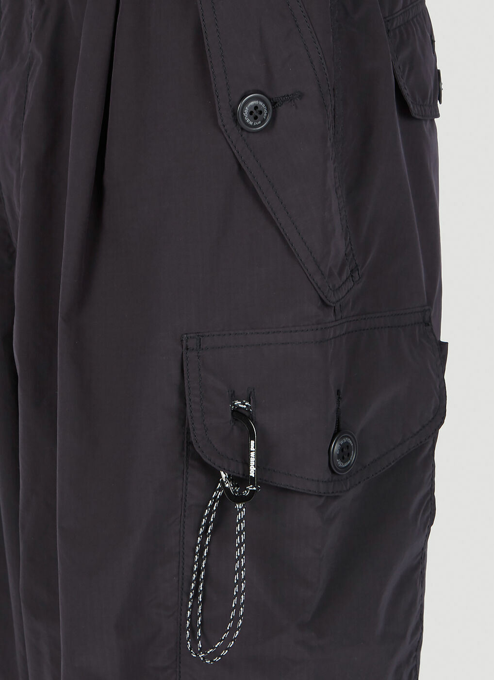 And Wander - Oversized Cargo Pants in Black and Wander