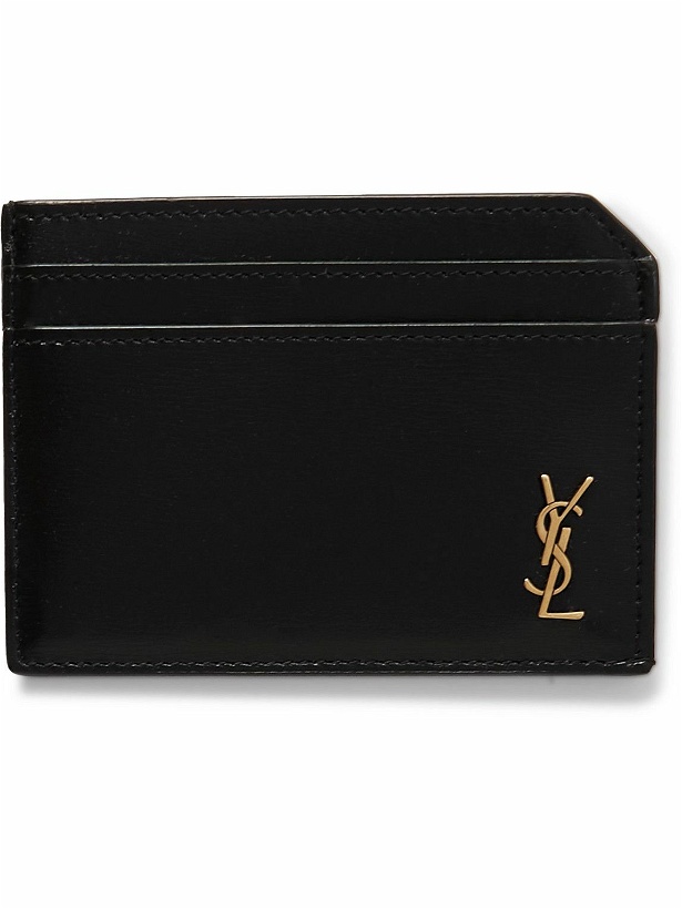 Photo: SAINT LAURENT - Tiny Cassandre Logo-Appliquéd Leather Cardholder
