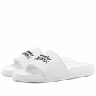 Alexander McQueen Men's Rubber Logo Pool Slide in White/Black