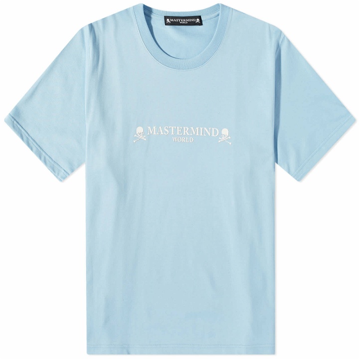 Photo: MASTERMIND WORLD Men's Logo And Skull T-Shirt in Light Blue