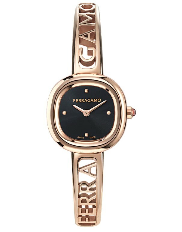 Photo: Ferragamo Iconic Jewel Bangle Quartz Black Dial Ladies Watch SFAB00224