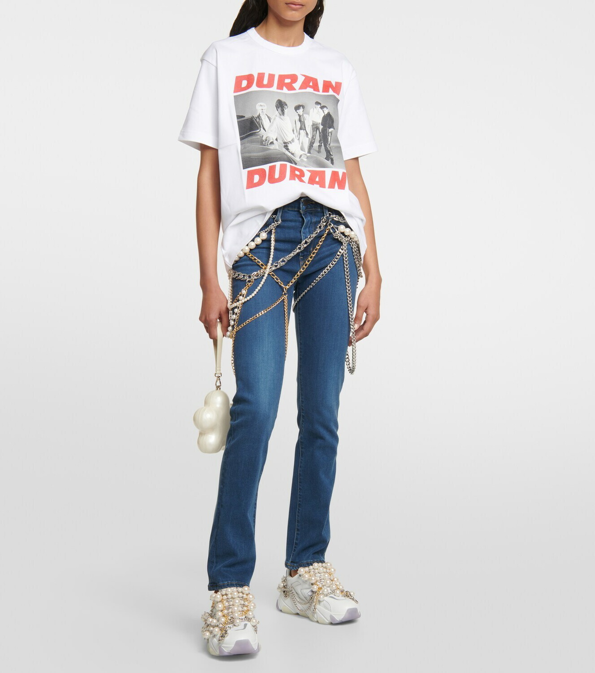 Junya Watanabe Chain-detail mid-rise slim jeans Junya Watanabe