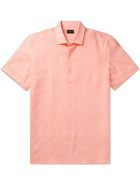 ERMENEGILDO ZEGNA - Button-Down Collar Linen Shirt - Orange - M