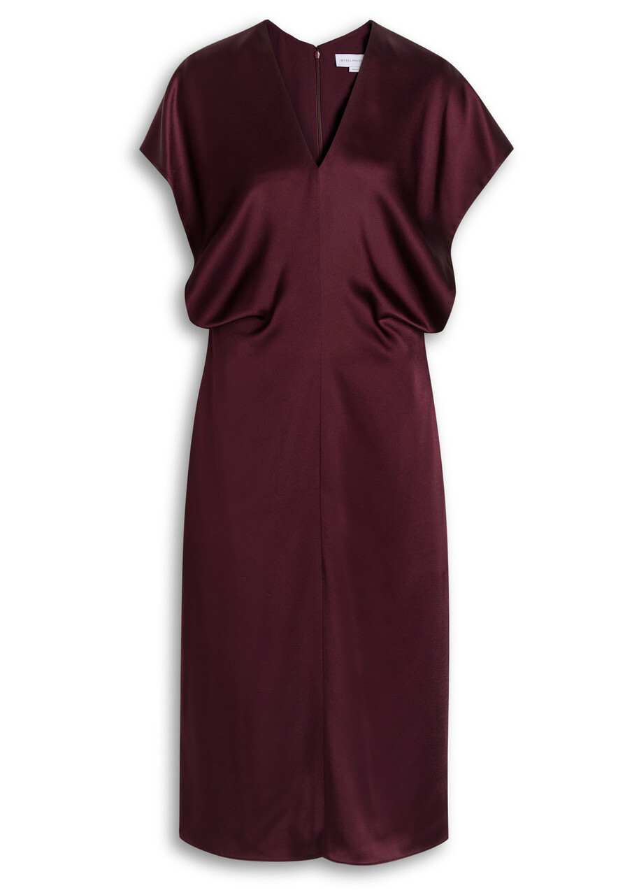 STELLA McCARTNEY satin midi dress with chain detail Brown