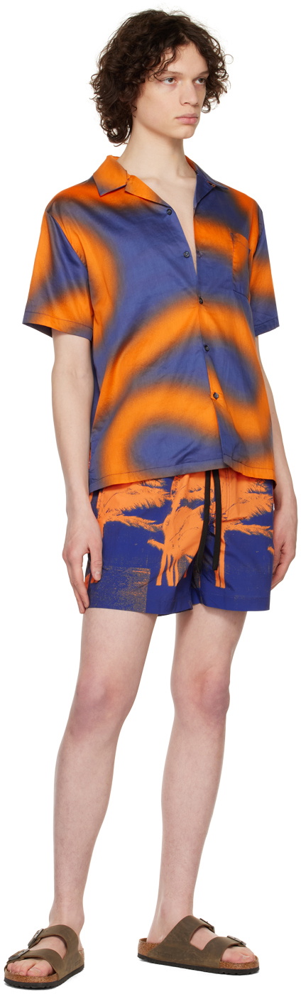 Double Rainbouu Orange & Blue Printed Shirt