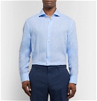 Hugo Boss - Blue Jason Slim-Fit Slub Linen Shirt - Blue