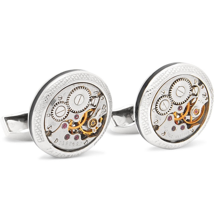 Photo: TATEOSSIAN - Signature Vintage Skeleton Sterling Silver and Enamel Cufflinks - Silver