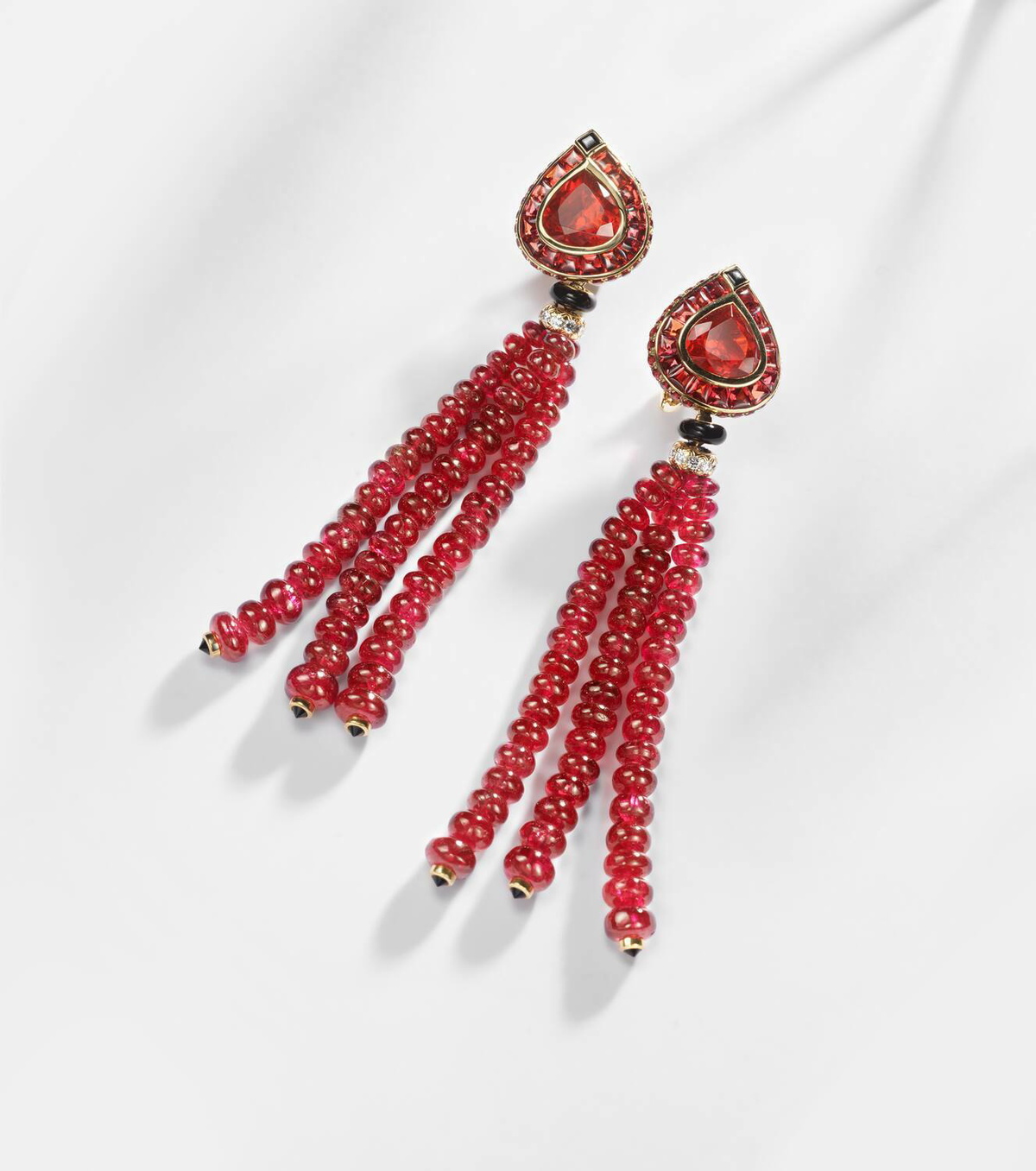 Marina B 18kt gold earrings with opal, sapphire, onyx, and diamonds