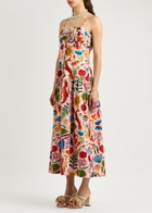 Farm Rio Bright Farm Printed Linen-blend Maxi Dress Multicoloured