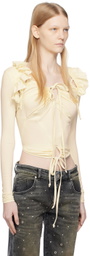 Emily Watson Off-White Frilly Cardigan