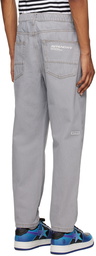 AAPE by A Bathing Ape Gray Embroidered Denim Trousers