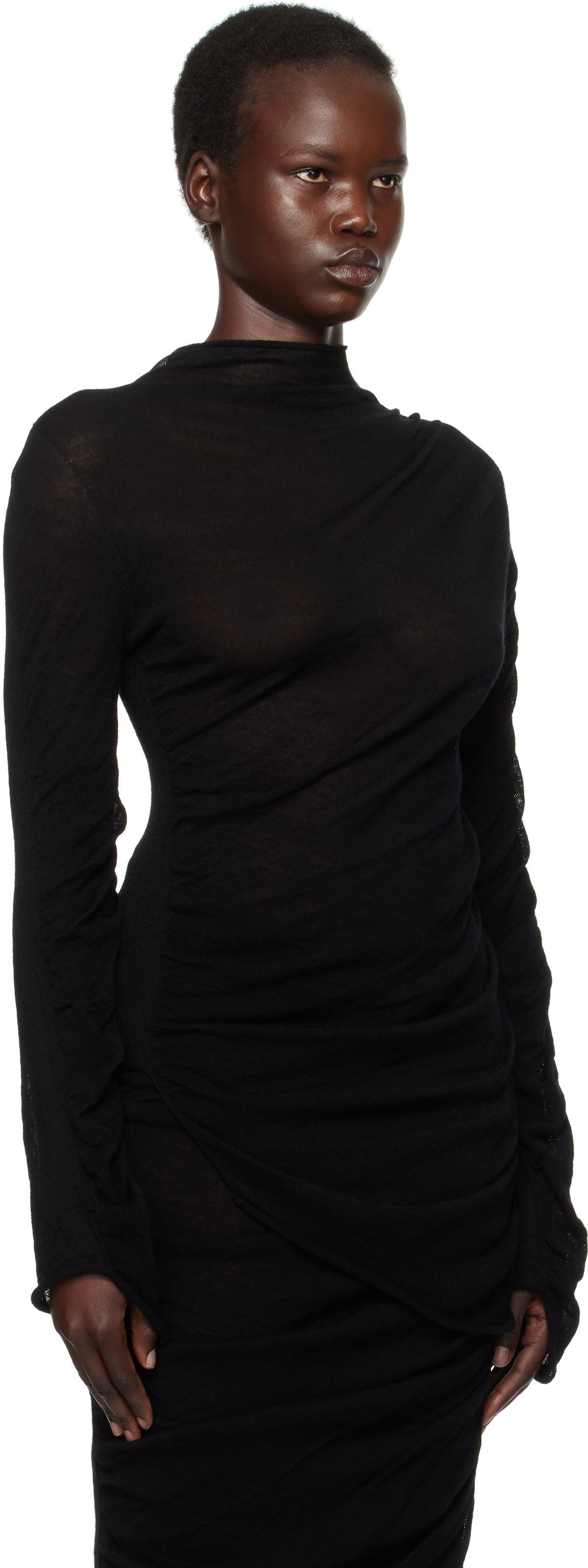 ISSEY MIYAKE Black Ambiguous Wool Sweater