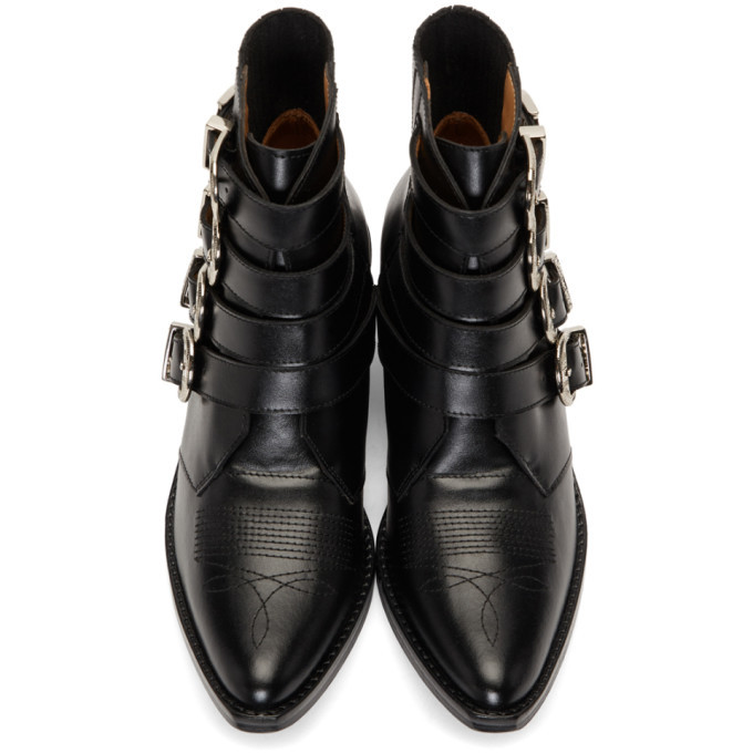 Toga Pulla Black Four Buckle Western Boots Toga Pulla
