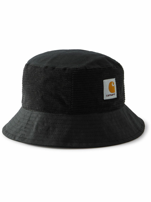 Photo: Carhartt WIP - Medley Panelled Organic Cotton-Canvas, Corduroy and Ripstop Bucket Hat - Black