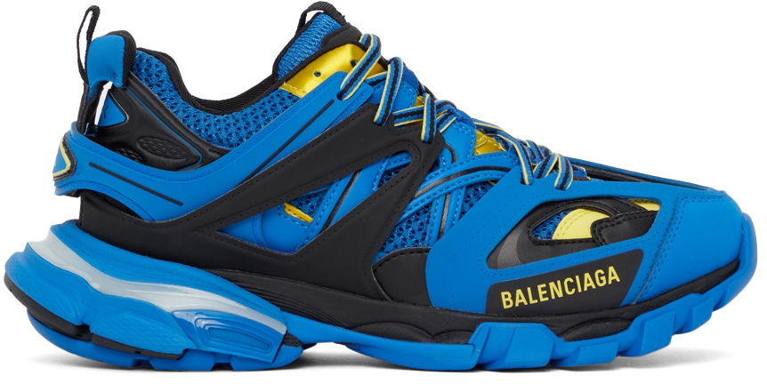 Balenciaga Light Grey, Blue, & Yellow 'Track' Sneakers