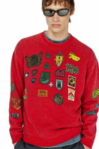 Diesel Wool jumper with printed patches - Knitwear Mens in Red