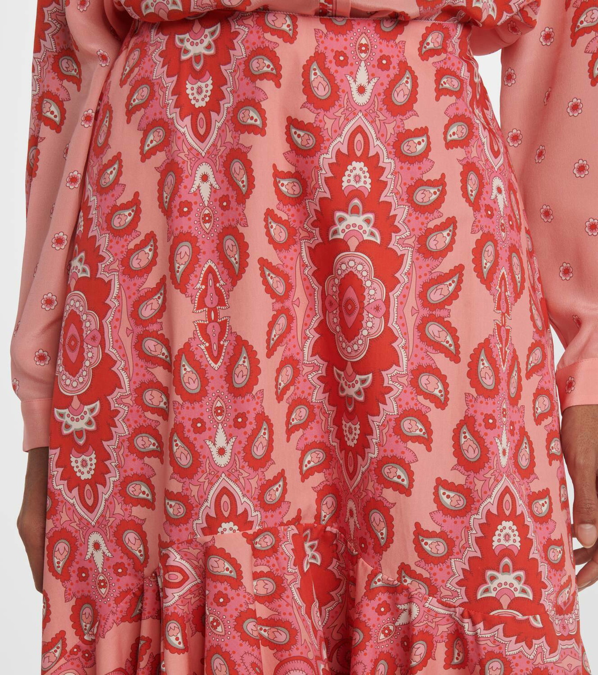 Etro Paisley asymmetric cotton midi skirt Etro