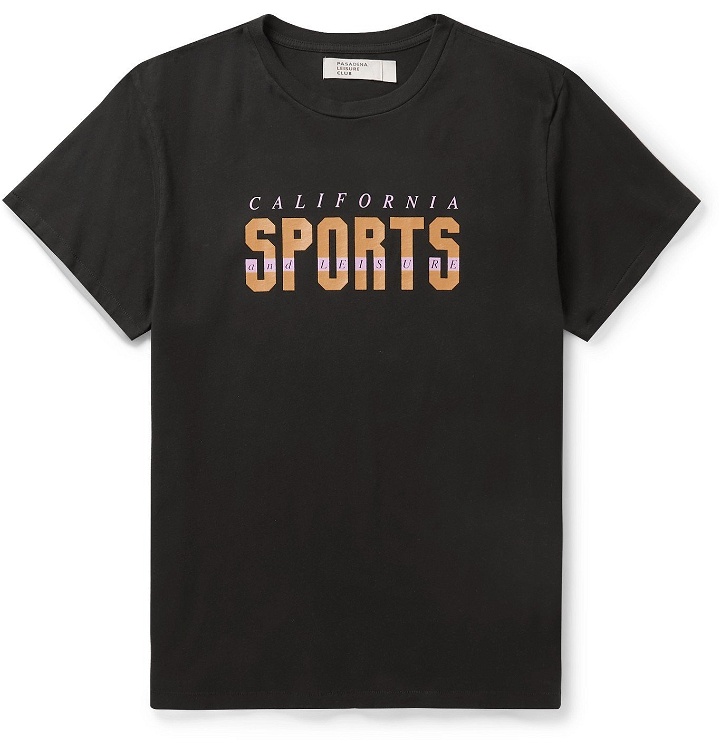 Photo: Pasadena Leisure Club - California Sports Printed Combed Cotton-Jersey T-Shirt - Black