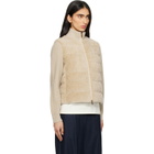 Moncler Beige Padded Teddy & Wool Zip-Up Down Jacket