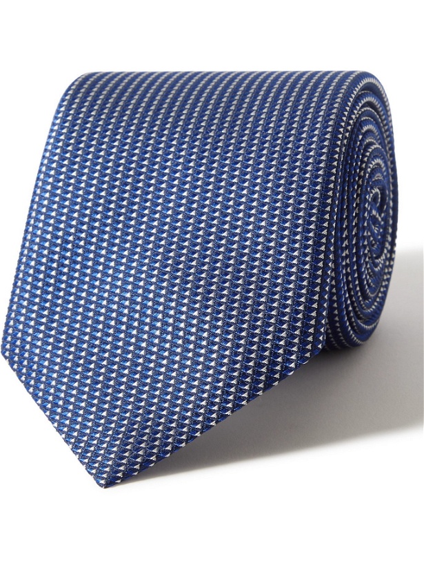 Photo: HUGO BOSS - 8cm Striped Silk-Jacquard Tie - Blue