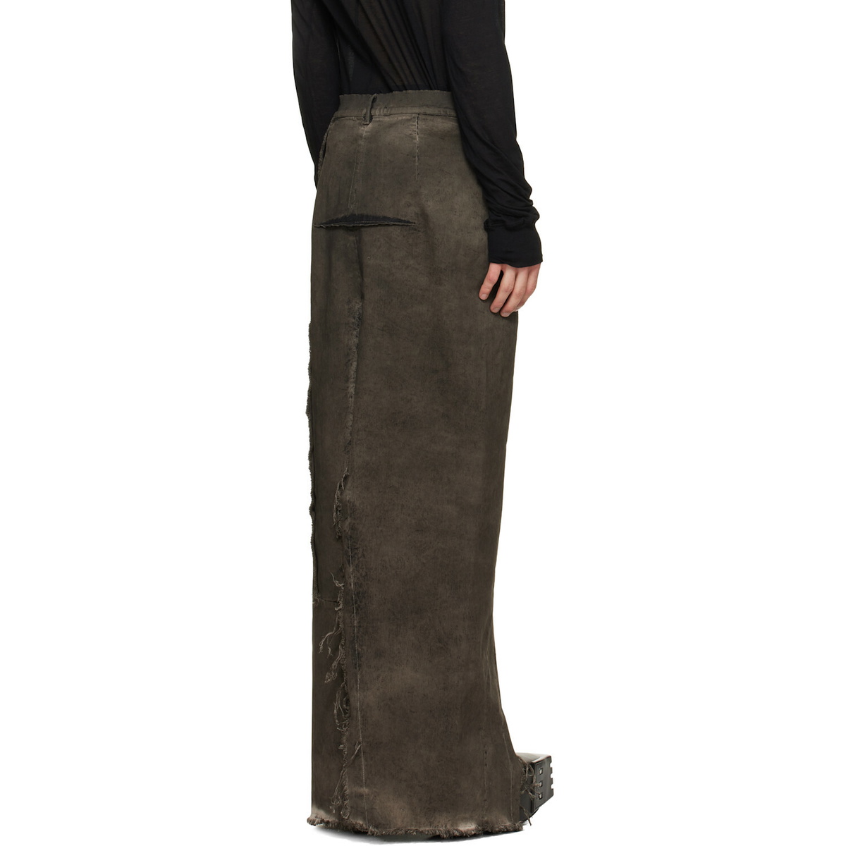 Rick Owens Gray Tower Sliced Denim Maxi Skirt