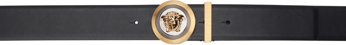 Versace Black Medusa Biggie Enamel Leather Belt