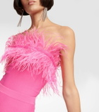 Staud - Nellie feather-trimmed knit crop top