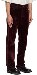 COÛT DE LA LIBERTÉ Burgundy Rafa Stretch Suede Denim Straight Leg Jeans