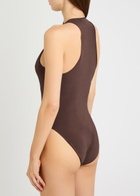 Zimmermann Dawning Stretch-satin Jersey Bodysuit Brown