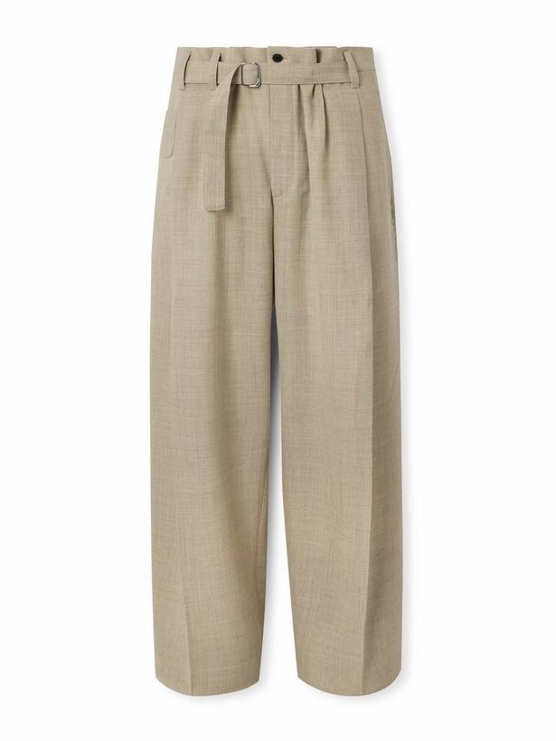 Photo: Jacquemus - Canevas Oversized Wide-Leg Pleated Belted Wool Suit Trousers - Neutrals