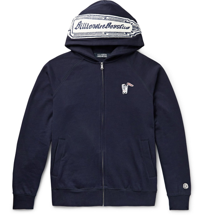 Photo: Billionaire Boys Club - Logo-Appliquéd Loopback Cotton-Jersey Zip-Up Hoodie - Blue