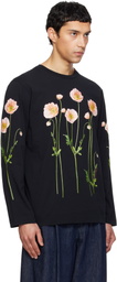 Simone Rocha Black Poppy Field Print Long Sleeve T-shirt