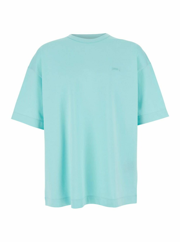 Photo: Juun.J Light Blue T-shirt With Logo Embroidered On The Front And Print On The Back In Cotton Man