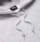 Stüssy - Logo-Print Mélange Fleece-Back Cotton-Blend Jersey Hoodie - Gray