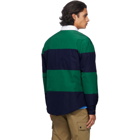 Dsquared2 Navy and Green Striped United Rugby Shirt