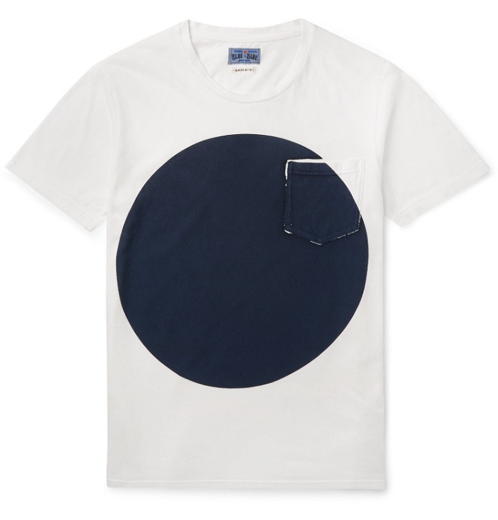 Photo: Blue Blue Japan - Slim-Fit Printed Cotton-Jersey T-Shirt - White