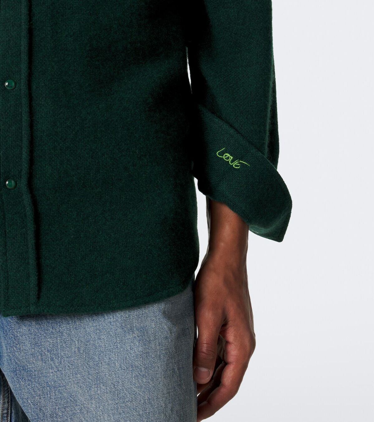 God's True Cashmere Cashmere shirt with malachite