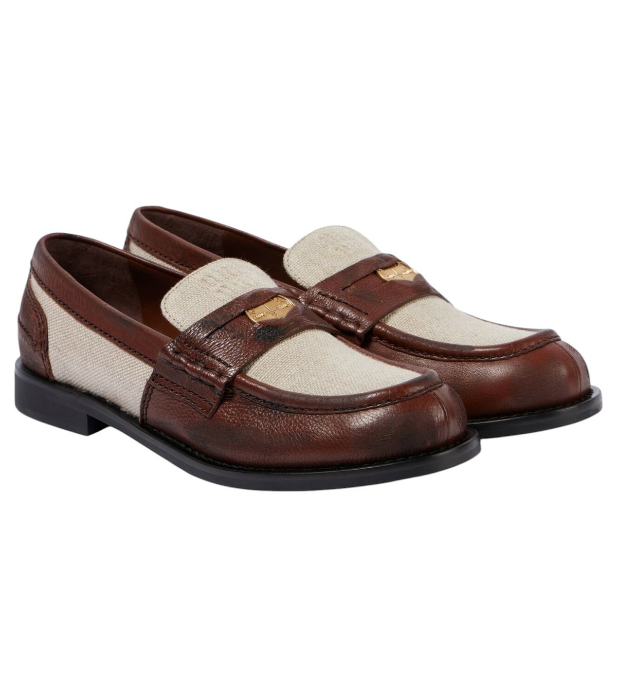 Miu Miu Logo leather-trimmed loafers Miu Miu