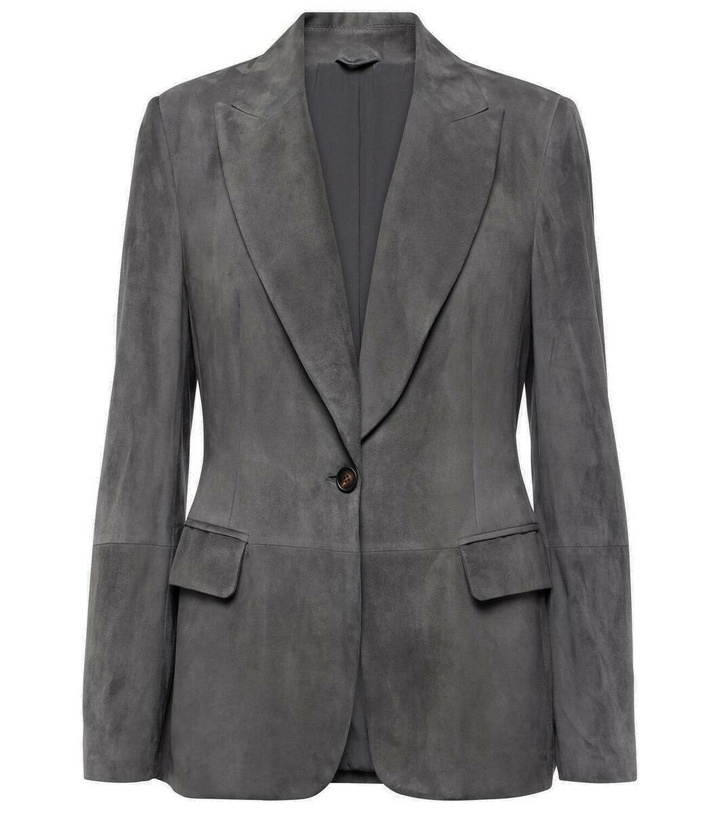 Photo: Brunello Cucinelli Single-breasted suede blazer