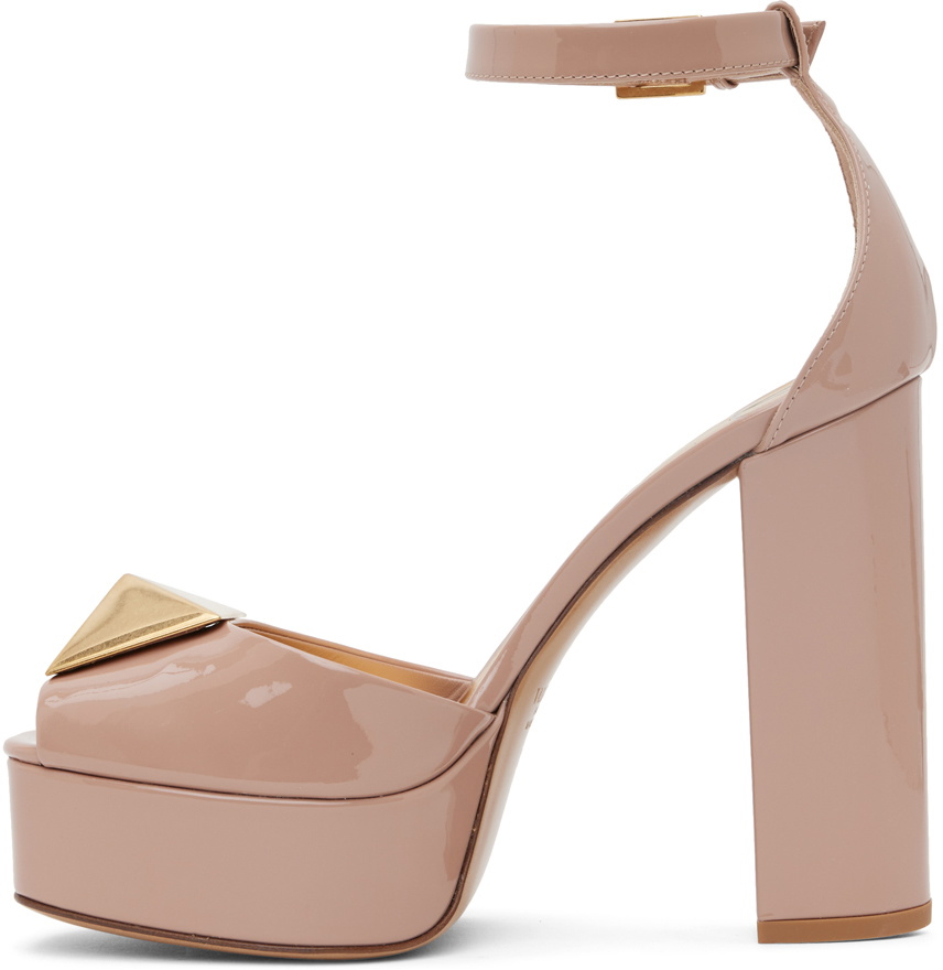 Valentino Garavani Beige One Stud Platform Heels