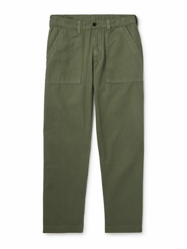 Photo: Drake's - Tapered Herringbone Cotton and Linen-Blend Twill Trousers - Green