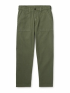 Drake's - Tapered Herringbone Cotton and Linen-Blend Twill Trousers - Green